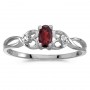 10k White Gold Oval Garnet And Diamond Ring