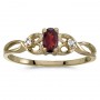 14k Yellow Gold Oval Garnet And Diamond Ring