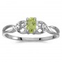 14k White Gold Oval Peridot And Diamond Ring