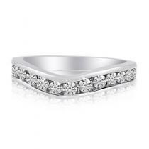 14K White Gold .75 Ct Diamond Curved Channel Band