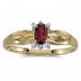 10k Yellow Gold Oval Garnet And Diamond Ring