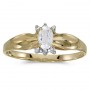 10k Yellow Gold Oval White Topaz And Diamond Ring