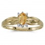 10k Yellow Gold Oval Citrine And Diamond Ring