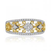 14k Two Tone Filigree Diamond Fashion Band