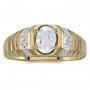 10k Yellow Gold Oval White Topaz And Diamond Ring