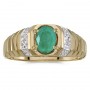 10k Yellow Gold Oval Emerald And Diamond Ring