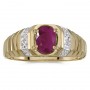 10k Yellow Gold Oval Ruby And Diamond Ring