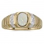 10k Yellow Gold Oval Opal And Diamond Ring