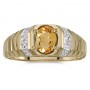 10k Yellow Gold Oval Citrine And Diamond Ring