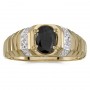 10k Yellow Gold Oval Onyx And Diamond Ring