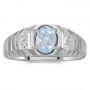 10k White Gold Oval Aquamarine And Diamond Ring