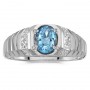14k White Gold Oval Blue Topaz And Diamond Ring