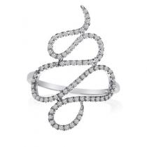 14K White Gold Diamond Snake Fashion Ring