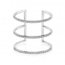 14K White Gold 3 Row Diamond Fashion Ring