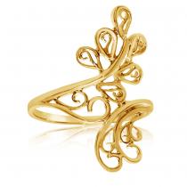 14K Yellow Gold Swirl Bypass Fashion Ring