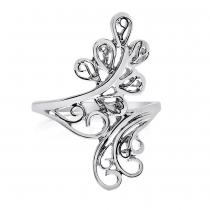 14K White Gold Fashion Swirl Bypass Ring
