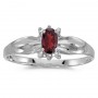 14k White Gold Oval Garnet And Diamond Ring