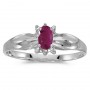 14k White Gold Oval Ruby And Diamond Ring