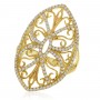 14K Yellow Gold Diamond Shield Filigree Fashion Ring