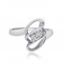 14K White Gold Two Stone Diamond .12 Ct 3 Row Swirl Ring