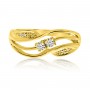 14K Yellow Gold Two Stone Diamond .13 Ct Swirl Ring