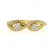 14K Yellow Gold Two Stone Diamond .36 Ct Bypass Ring