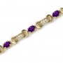 14K Yellow Gold Oval Amethyst and Diamond Bracelet