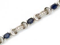 14K Yellow Gold Oval Sapphire and Diamond Bracelet