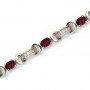 14K White Gold Oval Garnet and Diamond Bracelet