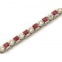 14K White Gold Princess-Cut Ruby and Diamond Bracelet