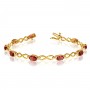 10K Yellow Gold Oval Garnet and Diamond Bracelet