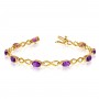 10K Yellow Gold Oval Amethyst and Diamond Bracelet