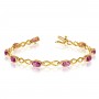 10K Yellow Gold Oval Pink Topaz and Diamond Bracelet