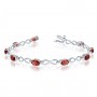 10K White Gold Oval Garnet and Diamond Bracelet