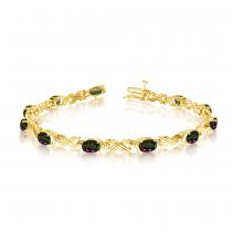10K Yellow Gold Oval Mystic Topaz and Diamond Bracelet