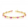 10K Yellow Gold Oval Pink Topaz and Diamond Bracelet