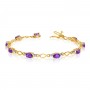 10K Yellow Gold Oval Amethyst and Diamond Bracelet