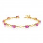 10K Yellow Gold Oval Pink Topaz and Diamond Bracelet