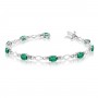 10K White Gold Oval Emerald and Diamond Bracelet