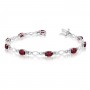 14K White Gold Oval Garnet and Diamond Bracelet