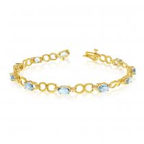 10K Yellow Gold Oval Aquamarine and Diamond Bracelet