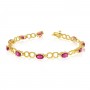 10K Yellow Gold Oval Ruby and Diamond Bracelet