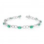 10K White Gold Oval Emerald and Diamond Bracelet