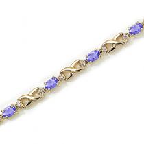 14K Yellow Gold Oval Tanzanite and Diamond Bracelet