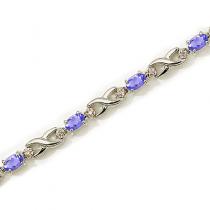 14K White Gold Oval Tanzanite and Diamond Bracelet