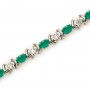 14K White Gold Oval Emerald and Diamond Bracelet