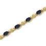 10K Yellow Gold Oval Sapphire and Diamond Bracelet