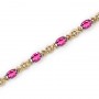 10K Yellow Gold Oval Pink Topaz and Diamond Bracelet