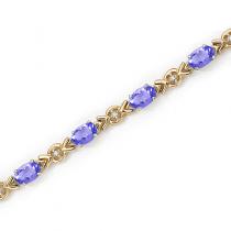 10K Yellow Gold Oval Tanzanite and Diamond Bracelet