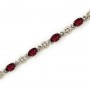 10K White Gold Oval Garnet and Diamond Bracelet